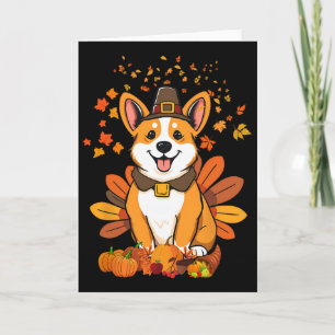 Thanksgiving Corgi Dog Turkey 1 Card