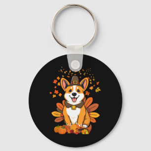 Thanksgiving Corgi Dog Turkey 1 Keychain