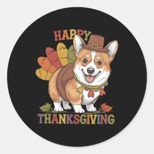 Thanksgiving Corgi Dog Turkey Classic Round Sticker