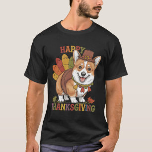 Thanksgiving Corgi Dog Turkey T-Shirt