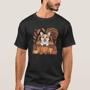 Thanksgiving Corgi Dog with Pumpkins and Autumn Tr T-Shirt