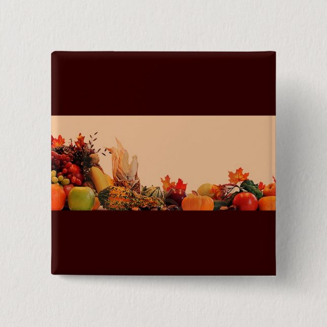 Thanksgiving/Cornucopia 2 Inch Square Button (Front)