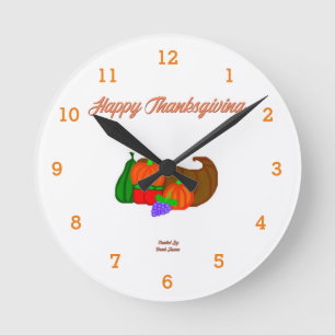 Thanksgiving Cornucopia Acrylic Wall Clock