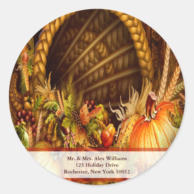Thanksgiving Cornucopia Address Labels (Front)