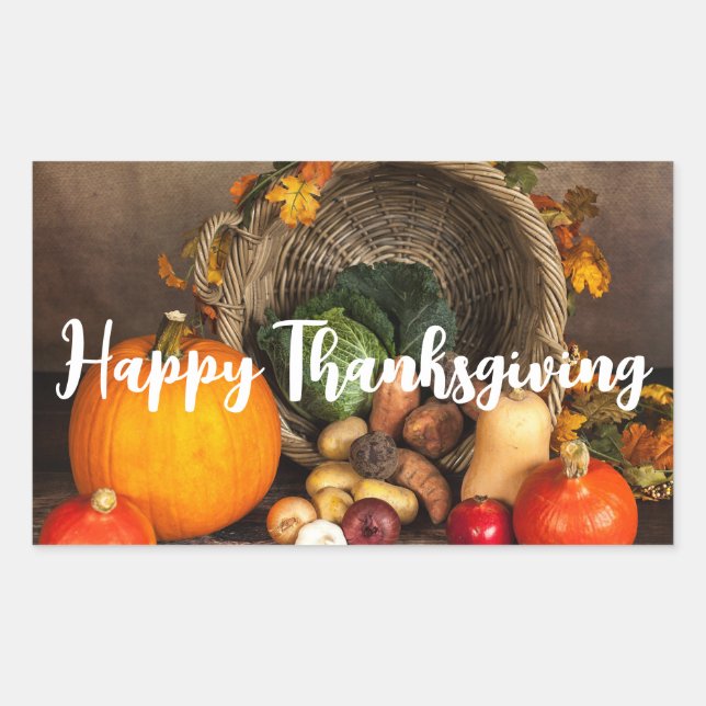 Thanksgiving Cornucopia Bountiful Harvest Sticker (Front)
