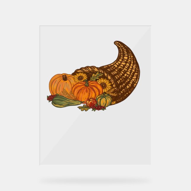 Thanksgiving Cornucopia Classic T-Shirt Acrylic Sign (Front)