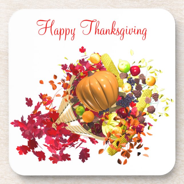Thanksgiving Cornucopia Coaster (Front)
