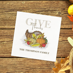 Thanksgiving Cornucopia Elegant Give Thanks Napkin