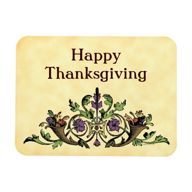 Thanksgiving Cornucopia Harvest Magnet d'art Vinta (Horizontal)