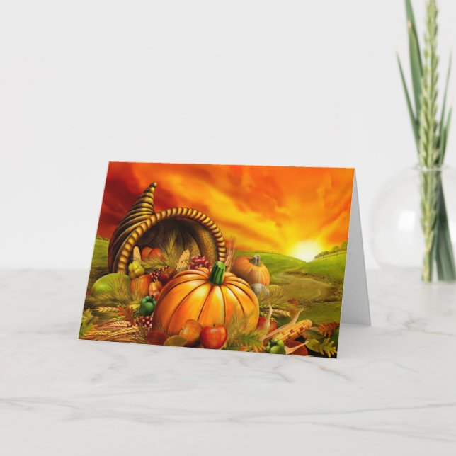 Thanksgiving Cornucopia Holiday Card (Front)