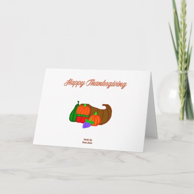 Thanksgiving Cornucopia Horizontal Greeting Card (Front)