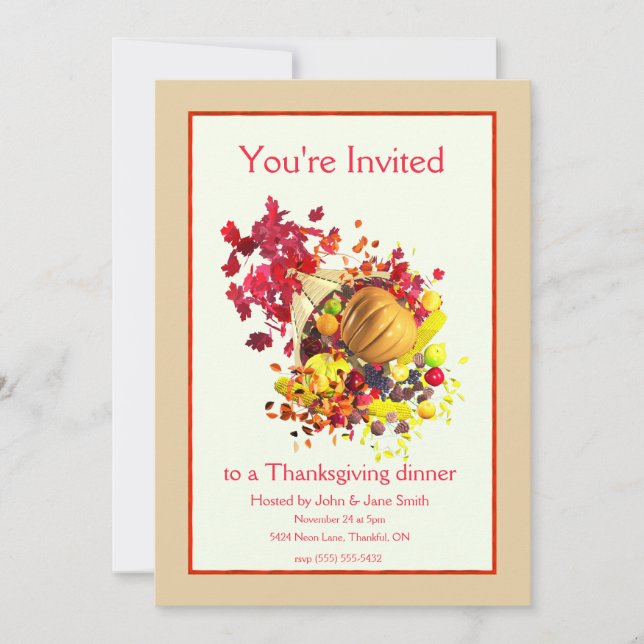 Thanksgiving Cornucopia Invitation (Front)
