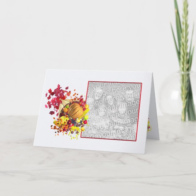 Thanksgiving Cornucopia (photo frame) Holiday Card (Front)