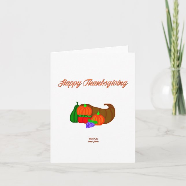 Thanksgiving Cornucopia Vertical Greeting Card (Front)