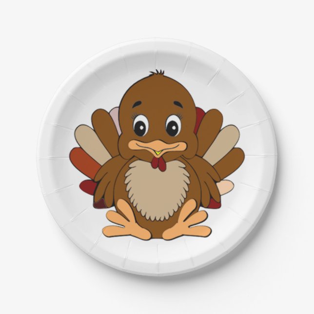 Thanksgiving Custom Paper Plates/Cute Turkey Plate (Front)