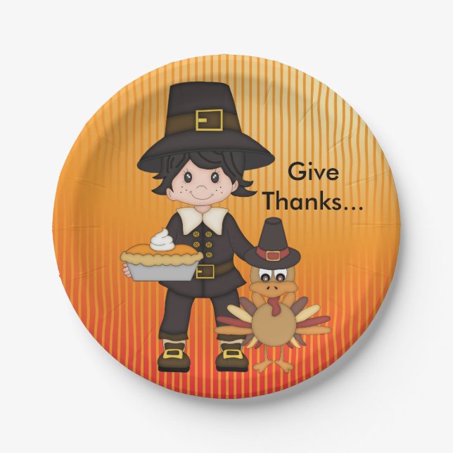 Thanksgiving Custom Paper Plates/Pilgrim Plate (Front)