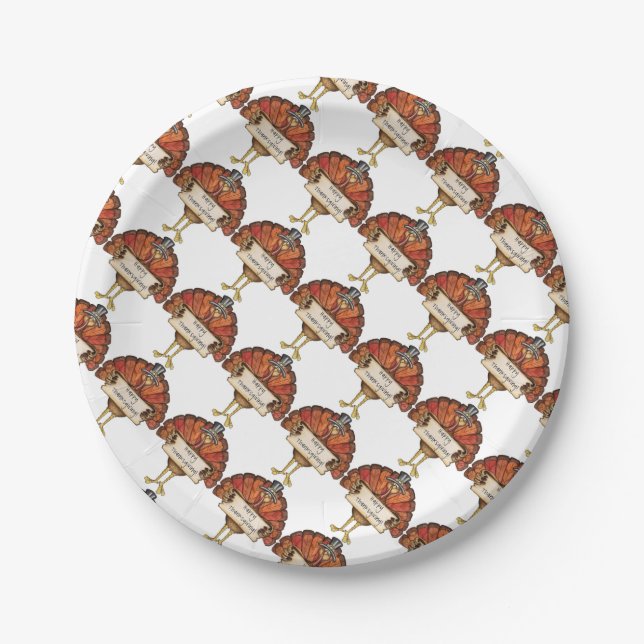 Thanksgiving Custom Paper Plates/Turkey's Paper Plate (Front)