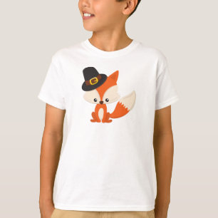 Thanksgiving, Cute Fox, Pilgrim Fox, Pilgrim Hat T-Shirt
