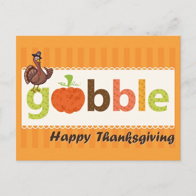 Thanksgiving Cute Funny Turkey Gobble Postcard (Front)
