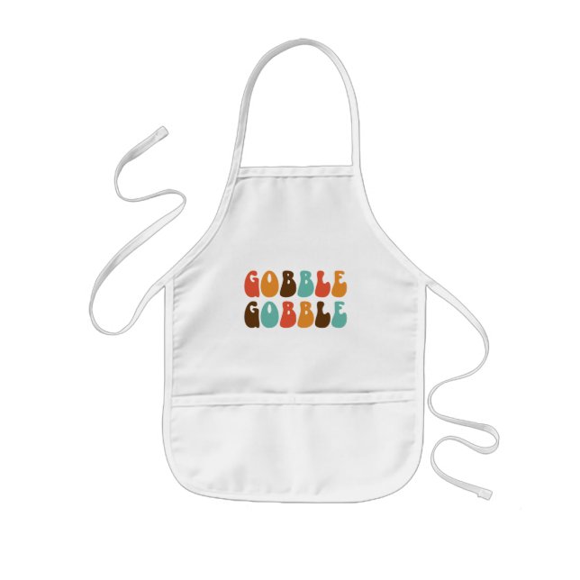 Thanksgiving Cute Gobble Gobble Kids' Apron (Front)