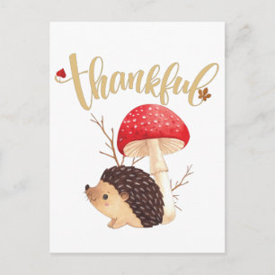 Thanksgiving Cute Kawaii Hedgehog Autumn Postcard