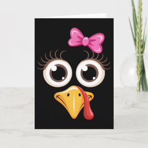 Thanksgiving Cute Turkey Face Coquette Bow Cute Gi Card