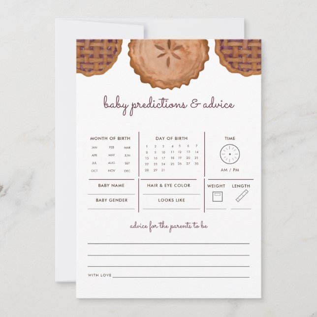 Thanksgiving Cutie Pie Baby Prediction Advice Game (Front)