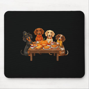 Thanksgiving Dachshund Dogs Dinner Feast Fall Men Mouse Pad