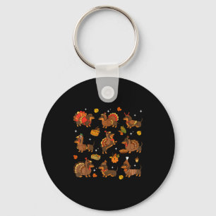 Thanksgiving Dachshund Weiner Dog Cute Pumpkin Pie Keychain