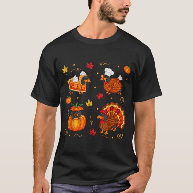 Thanksgiving Dachshund Weiner Dog Turkey Cute Pump T-Shirt (Front)
