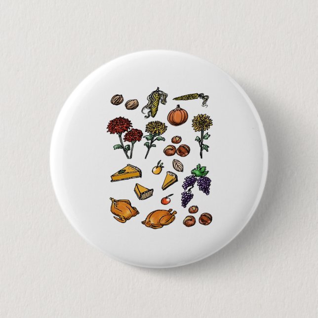 Thanksgiving day autumn attributes Classic T-Shirt 2 Inch Round Button (Front)