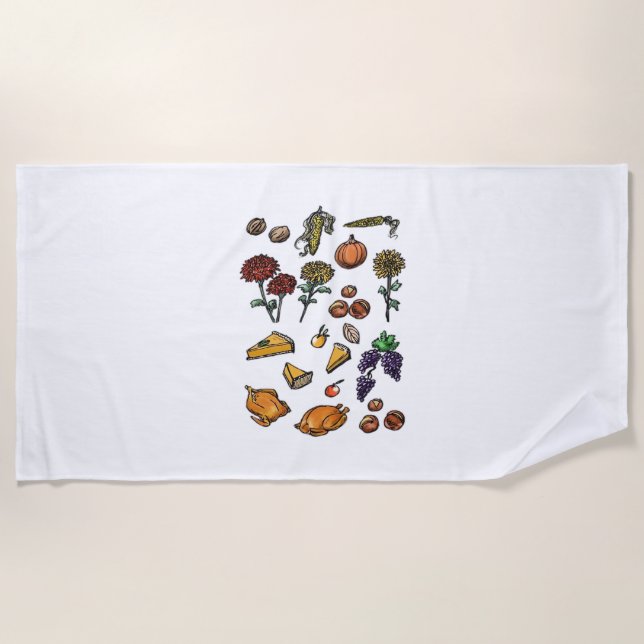 Thanksgiving day autumn attributes Classic T-Shirt Beach Towel (Front)