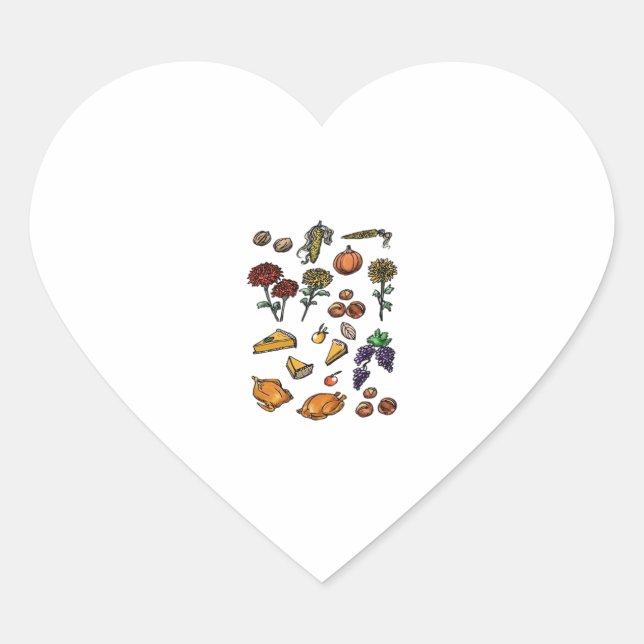 Thanksgiving day autumn attributes Classic T-Shirt Heart Sticker (Front)
