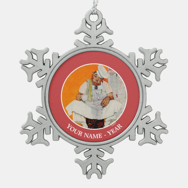 Thanksgiving Day Blues Snowflake Pewter Christmas Ornament (Front)