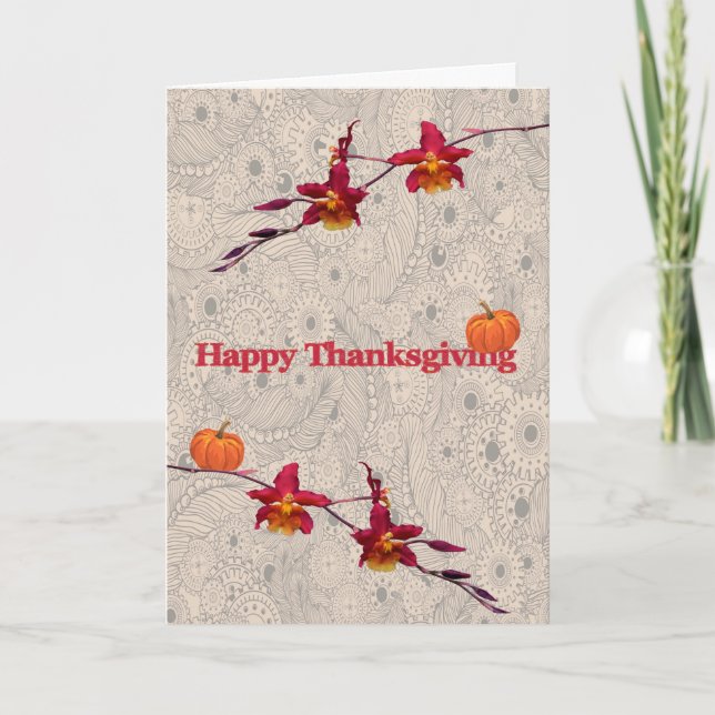 Thanksgiving Day Card with Orchids (Front)