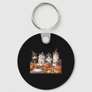 Thanksgiving Day Cat Squad Turkey Gifts For Men Wo Keychain