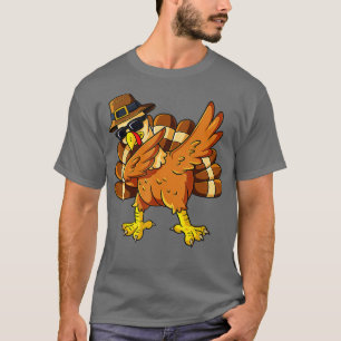 Thanksgiving Day Dabbing Turkey Pilgrim Boys Girls T-Shirt