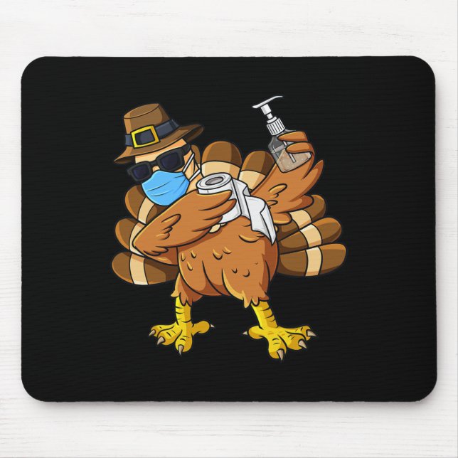 Thanksgiving Day Dabbing Turkey Pilgrim Boys Kids  Mouse Pad (Front)