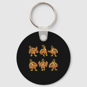 Thanksgiving Day Dancing Turkey Pilgrim Boys Girls Keychain