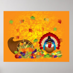 Thanksgiving Day Fall Bountiful Harvest Cornucopia Poster