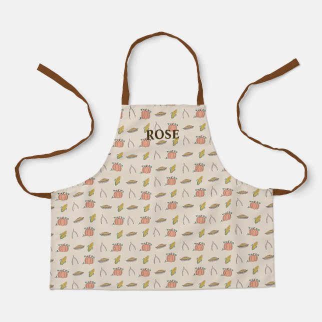 Thanksgiving Day Feast Dinner Kids Apron (Front)