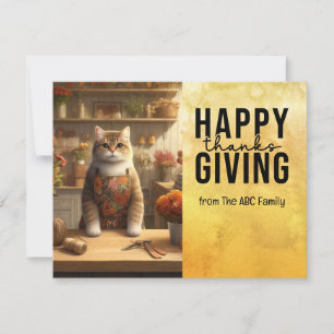 Thanksgiving Day for Cat Lovers Holiday Card