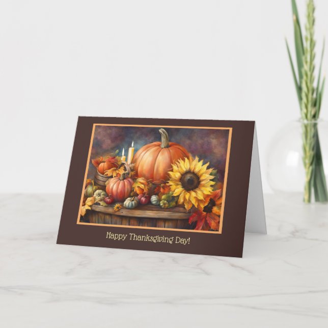 Thanksgiving Day General Custom Text with Fall Holiday Card (Front)