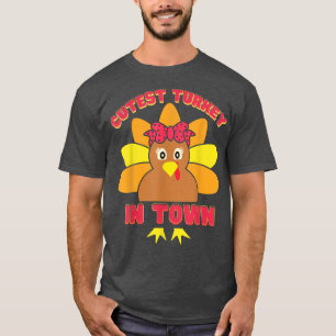 Thanksgiving Day Girls Kids Cutest Turkey In Town T-Shirt