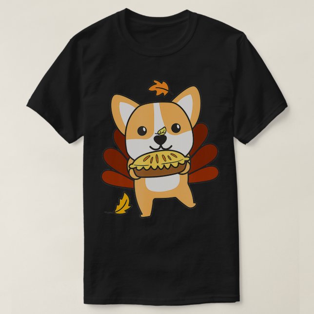 Thanksgiving Day Outfits Turkey Corgi With Applepi T-Shirt (Design Front)