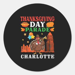Thanksgiving Day Parade Turkey Celebration In Char Classic Round Sticker