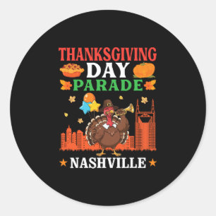 Thanksgiving Day Parade Turkey Celebration In Nash Classic Round Sticker