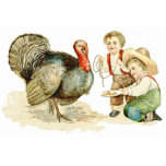 Thanksgiving Day Photo Sculpture<br><div class="desc">Thanksgiving Celebration Design shows kids playing with a Turkey. This design is customizable and is available for a variety of products. Text adding is optional.</div>