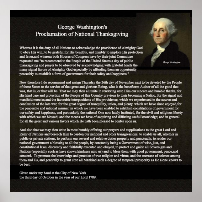 Thanksgiving Day Proclamation Poster (Front)