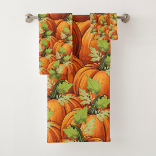 THANKSGIVING DAY PUMPKINS BATH TOWEL SET